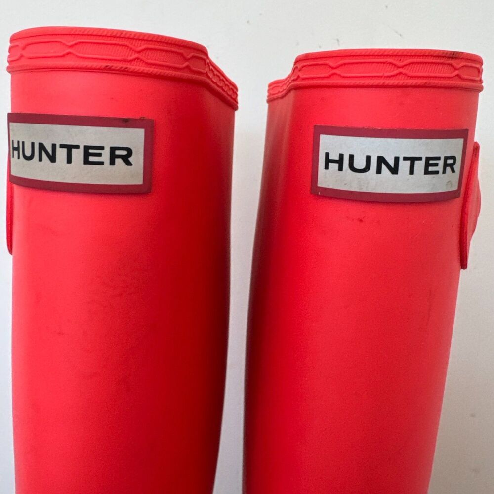 Hunter Original Tall Rain Boots Neon Pink Womens Size 6 edgy bright - Picture 5 of 13